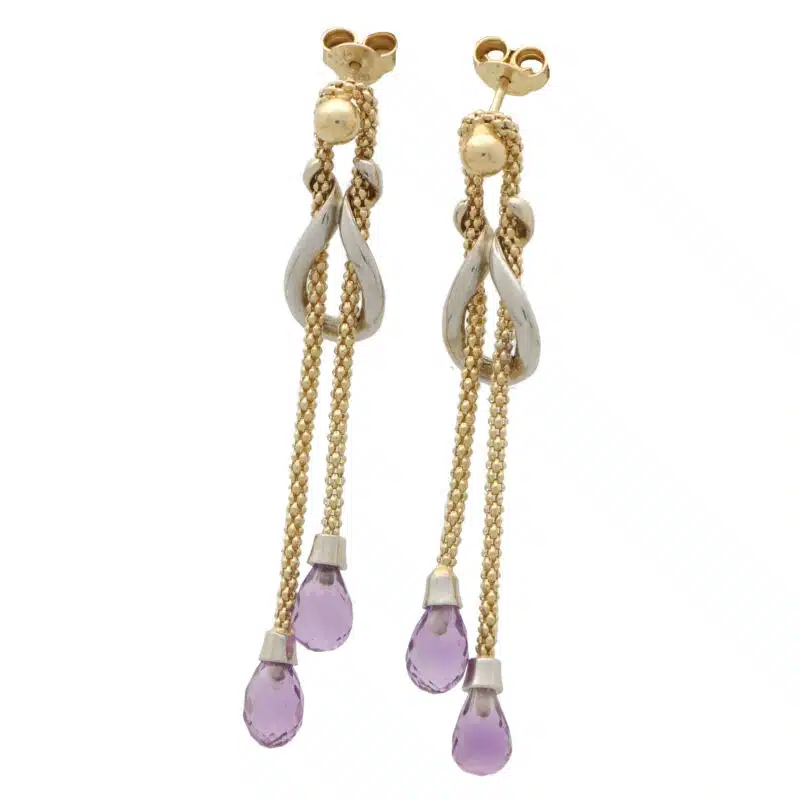 Vintage Amethyst Knotted Drop Earrings
