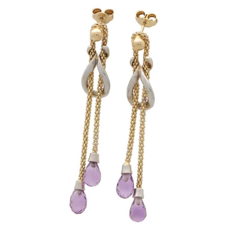 Vintage Amethyst Knotted Drop Earrings