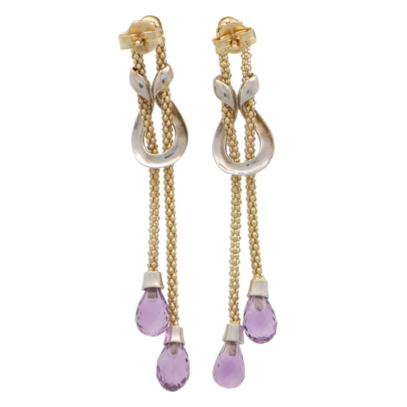 Vintage Amethyst Knotted Drop Earrings