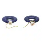Vintage Pearl and Lapis Lazuli Drop Earrings