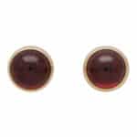 Round Cabochon Garnet Stud Earrings