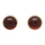 Round Cabochon Garnet Stud Earrings