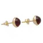 Round Cabochon Garnet Stud Earrings