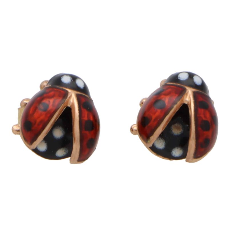 Vintage Ladybird Enamel Stud Earrings