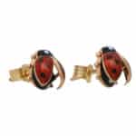 Vintage Ladybird Enamel Stud Earrings