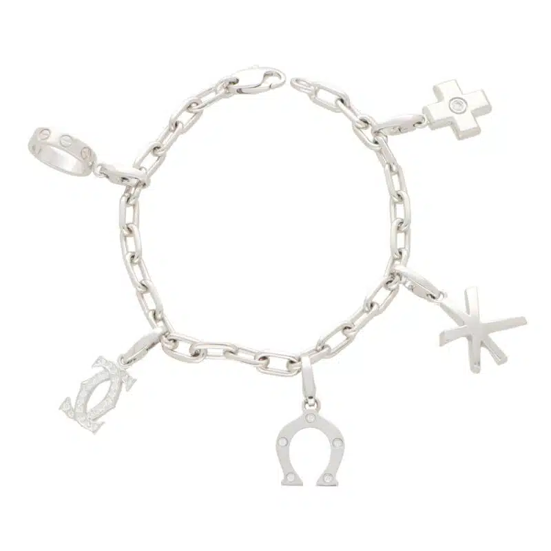 Vintage Cartier Diamond Set Charm Bracelet