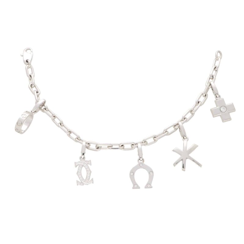 Vintage Cartier Diamond Set Charm Bracelet