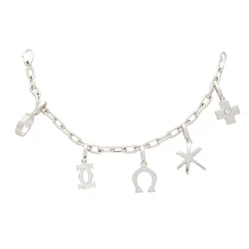 Vintage Cartier Diamond Set Charm Bracelet