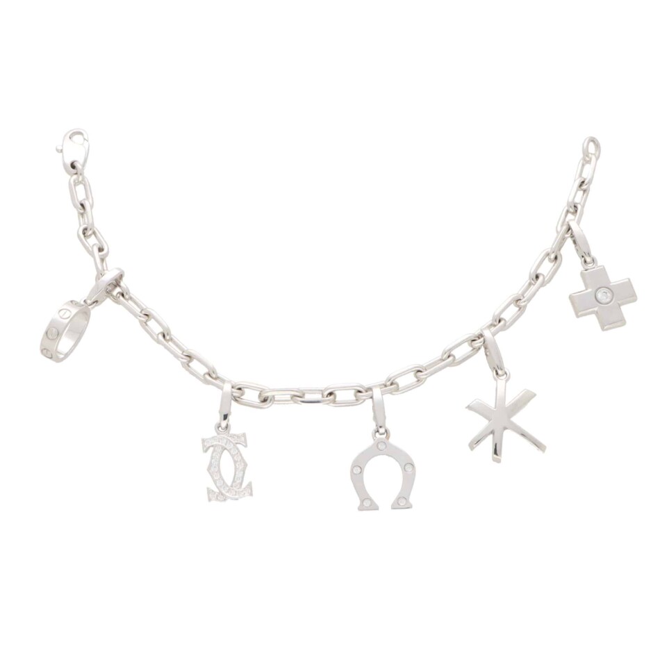 Vintage Cartier Diamond Set Charm Bracelet