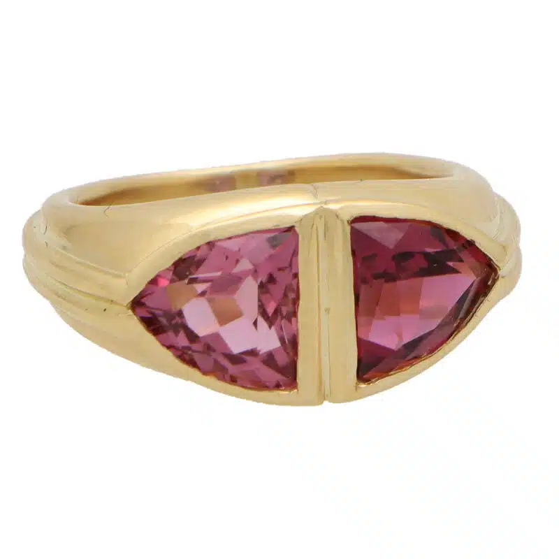 Vintage Bulgari Two Tone Pink Tourmaline Dress Ring