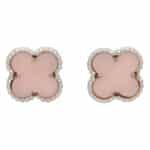 Vintage Van Cleef & Arpels Pink Opal Alhambra Earrings