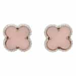 Vintage Van Cleef & Arpels Pink Opal Alhambra Earrings