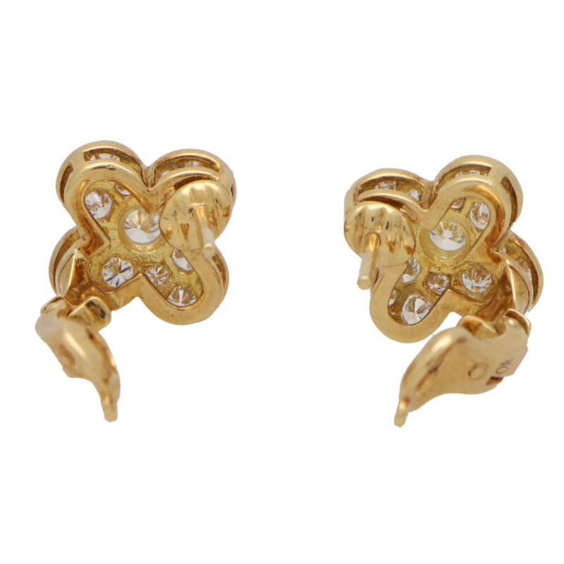 Vintage Van Cleef & Arpels Diamond Trefle Clover Earrings