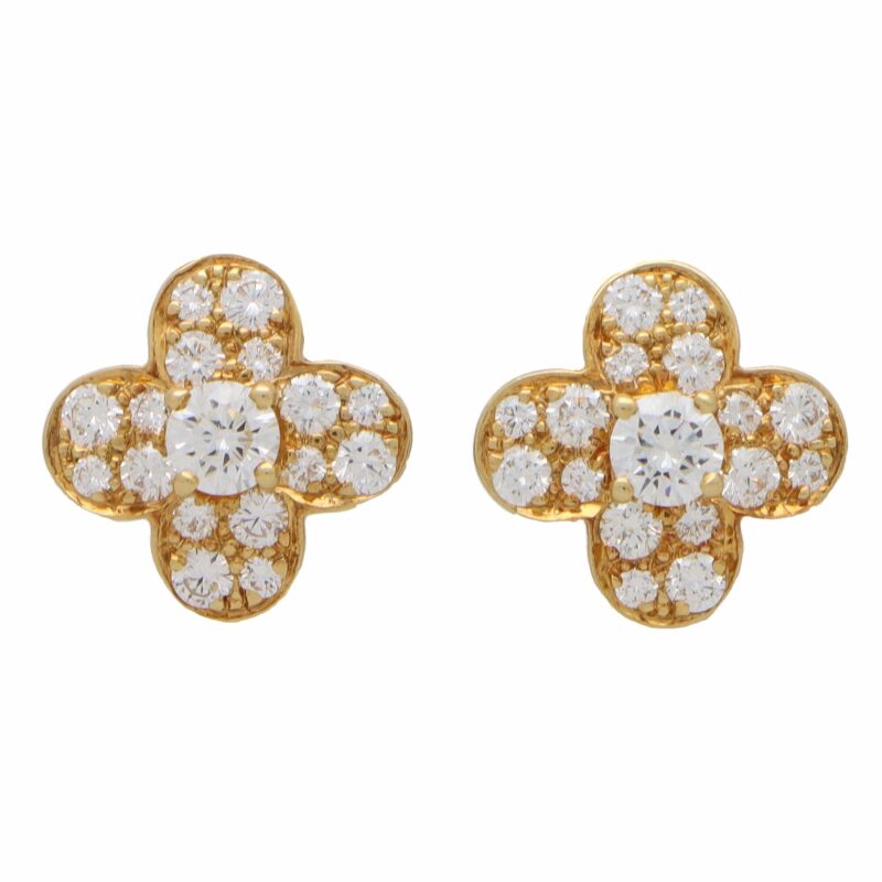 Vintage Van Cleef & Arpels Diamond Trefle Clover Earrings