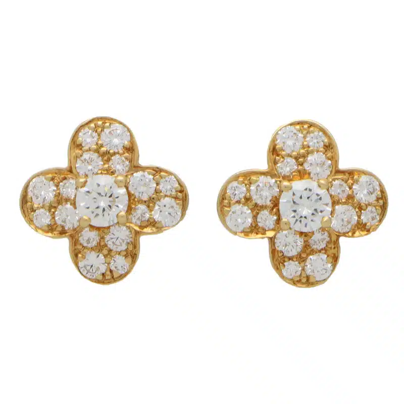 Vintage Van Cleef & Arpels Diamond Trefle Clover Earrings