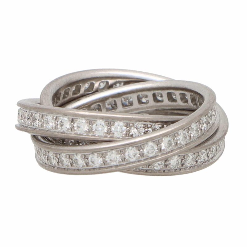 Vintage Cartier Full Diamond Trinity Ring in White Gold