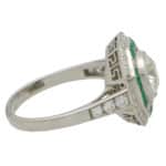 Art Deco Inspired Emerald and Diamond Double Target Ring