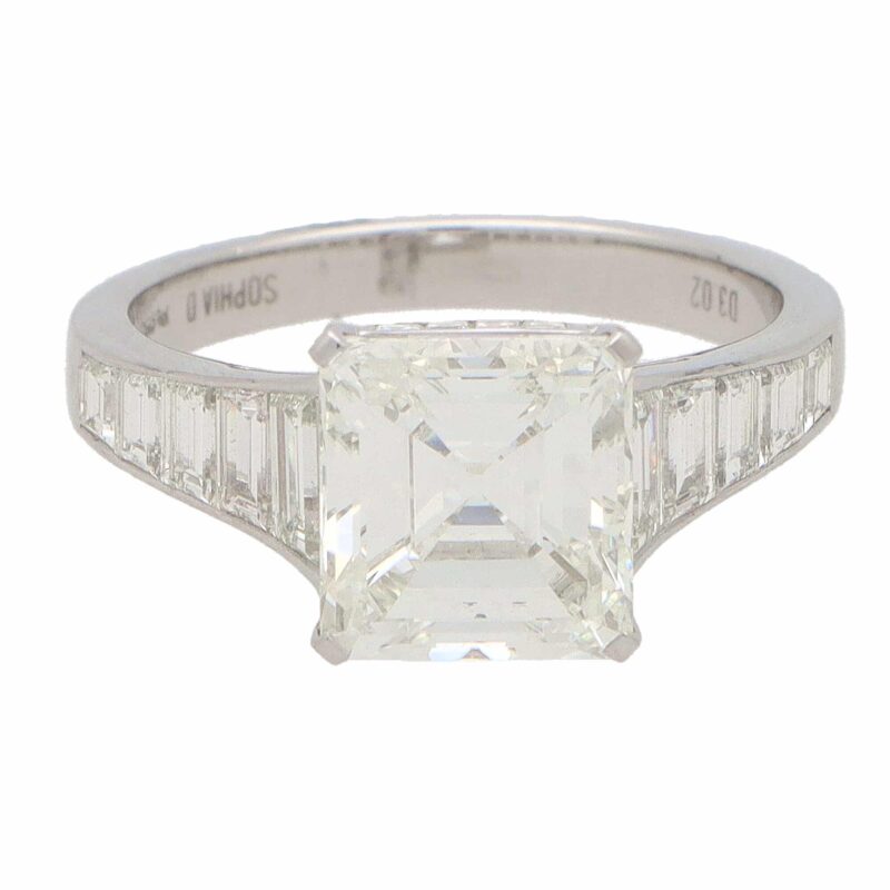 3.02ct Square Emerald Cut Diamond Ring