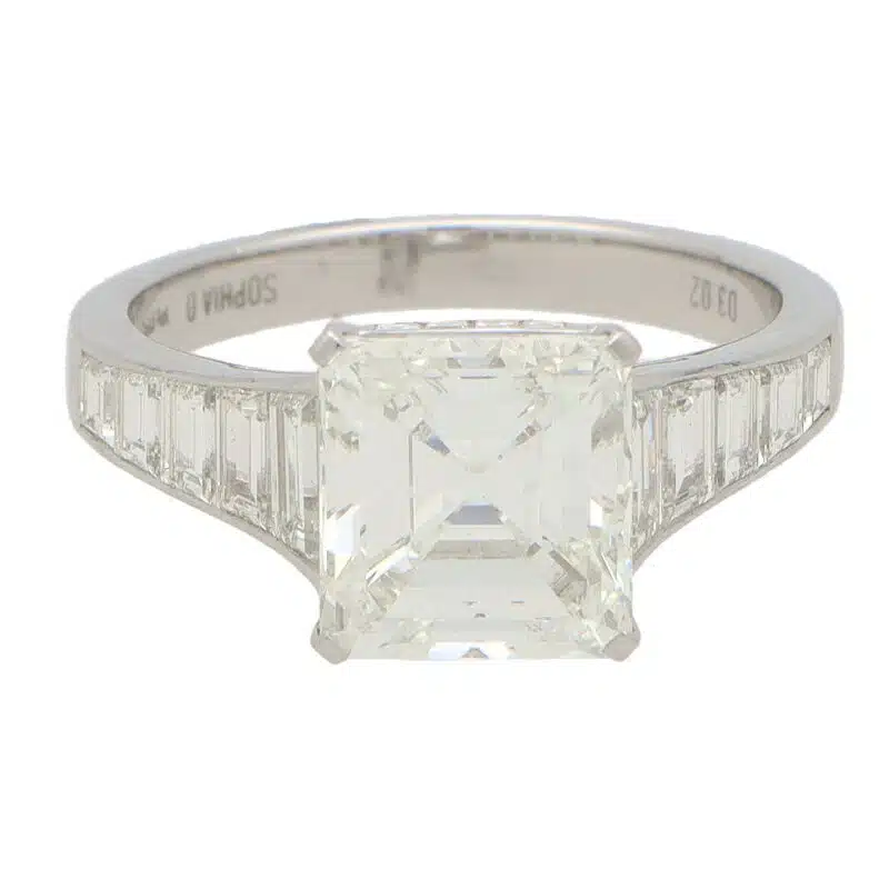3.02ct Square Emerald Cut Diamond Ring