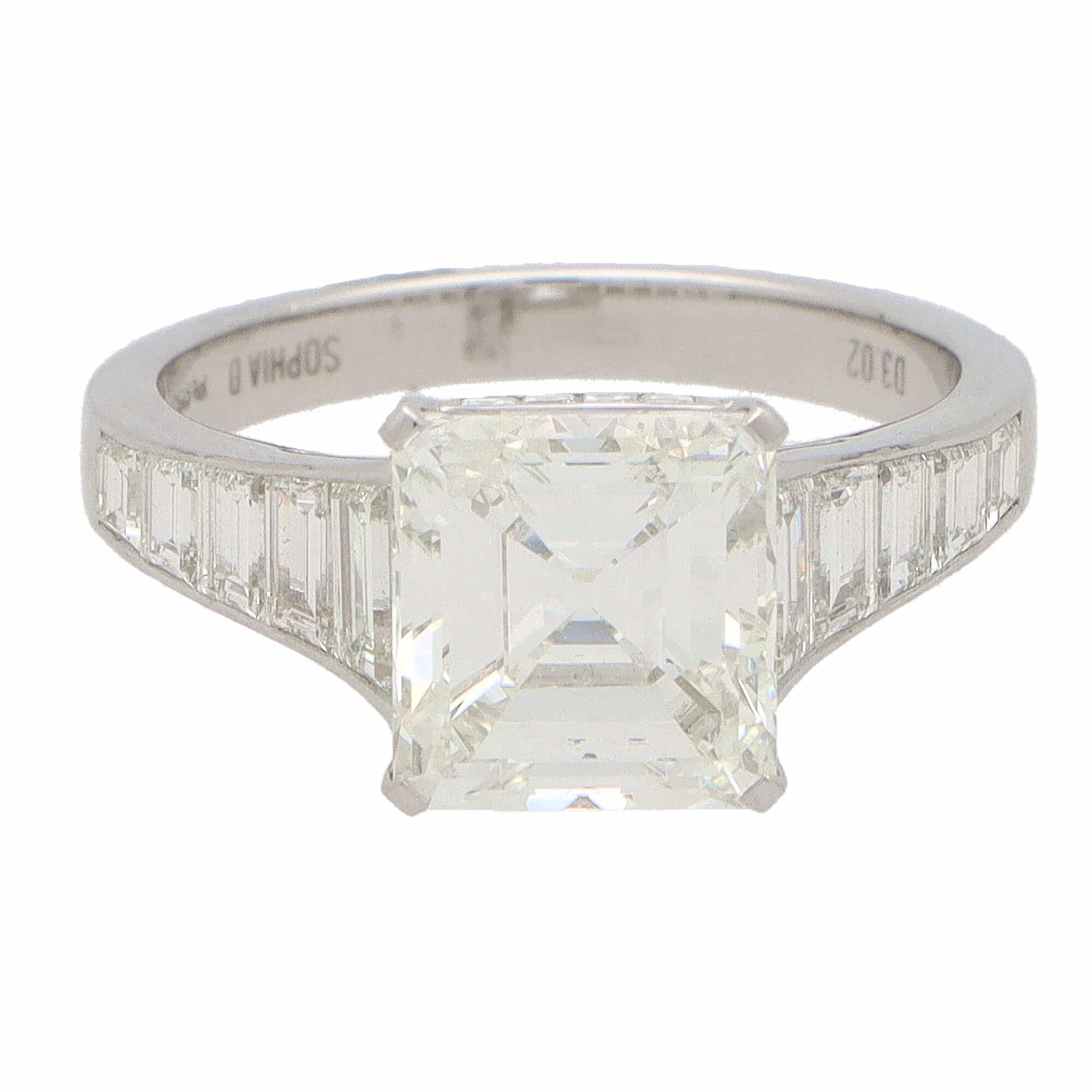 Certified Vintage Round and Tapered Baguette Ring at Susannah Lovis  Jewellers