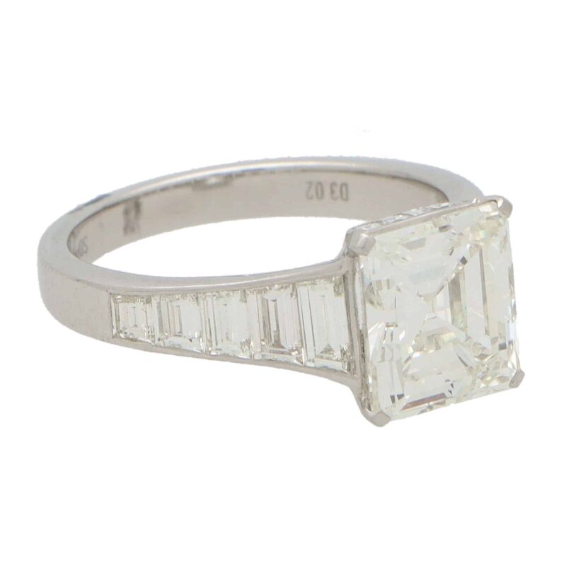 3.02ct Square Emerald Cut Diamond Ring