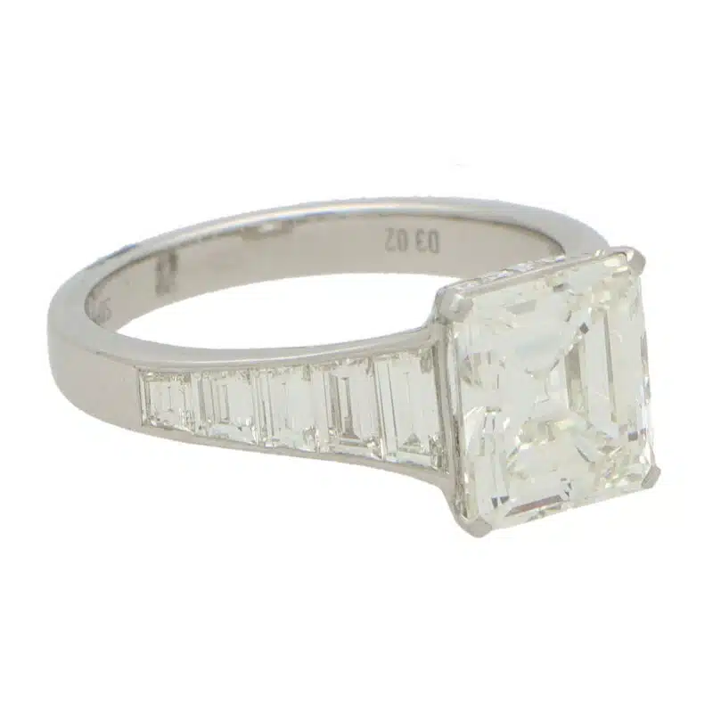 3.02ct Square Emerald Cut Diamond Ring