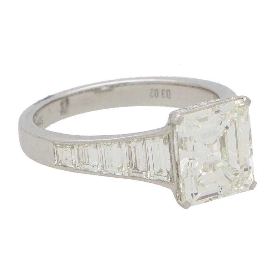 3.02ct Square Emerald Cut Diamond Ring