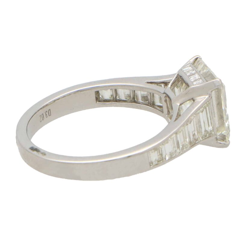 3.02ct Square Emerald Cut Diamond Ring
