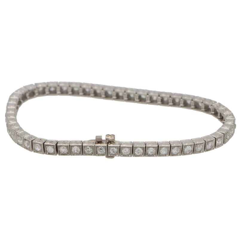 3.04 Carat Old Cut Diamond Line Tennis Bracelet