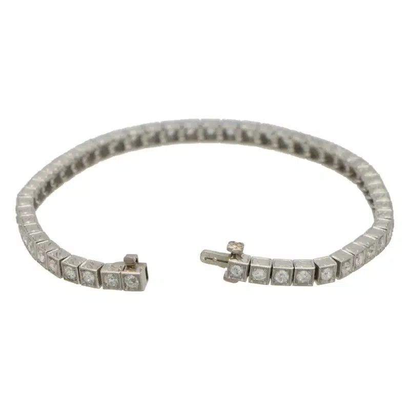 3.04 Carat Old Cut Diamond Line Tennis Bracelet