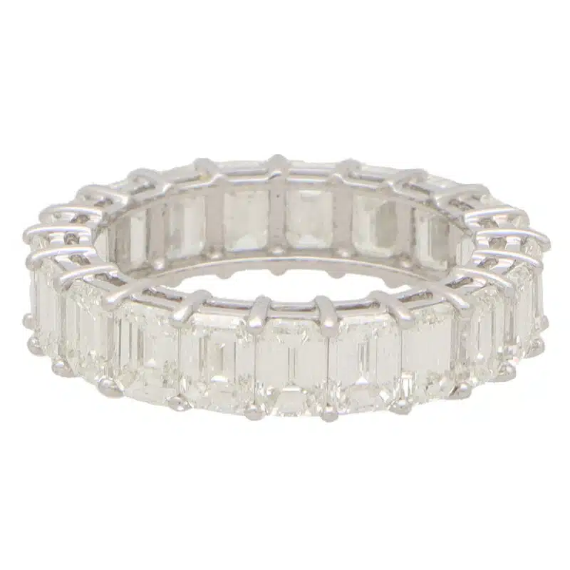 Art Deco Inspired Emerald Cut Diamond Full Eternity Band Ring