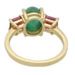 Retro Emerald, Ruby and Diamond Three Stone Ring