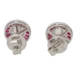 Art Deco Inspired Ruby and Diamond Target Stud Earrings