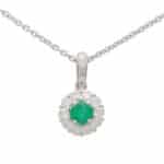 Emerald and Diamond Floral Cluster Pendant