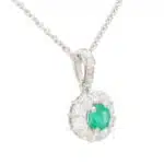 Emerald and Diamond Floral Cluster Pendant
