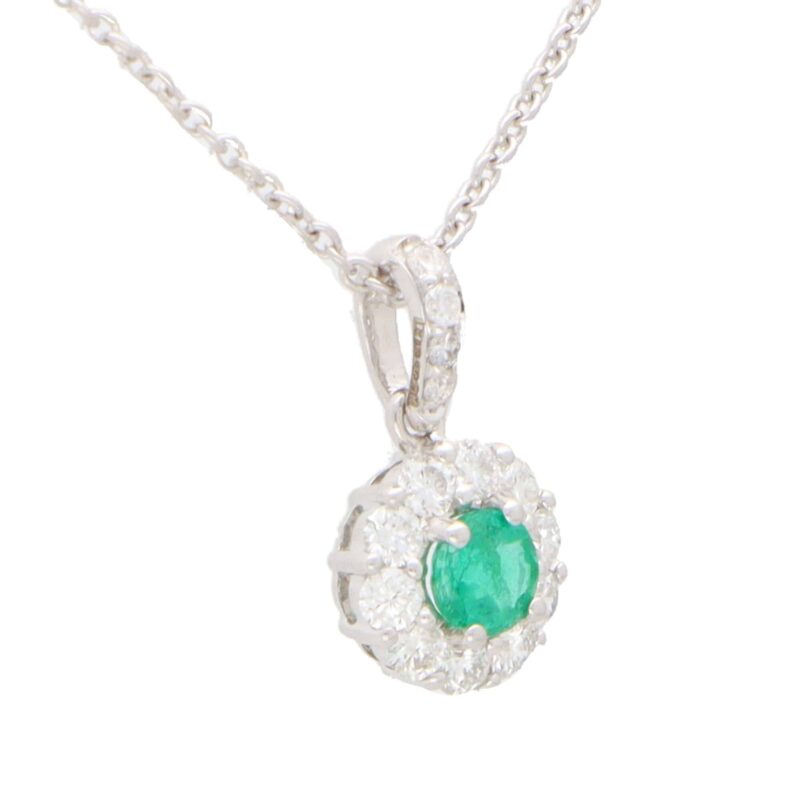 Emerald and Diamond Floral Cluster Pendant