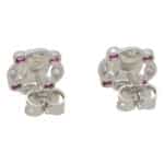 Pink Sapphire, Diamond and Pearl Cluster Stud Earrings