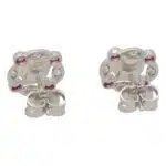Pink Sapphire, Diamond and Pearl Cluster Stud Earrings