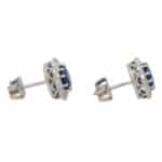 Sapphire and Diamond Cluster Earrings in White Gold