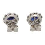 Sapphire and Diamond Cluster Earrings in White Gold