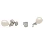 Convertible Pearl and Diamond Floral Drop/Stud Earrings