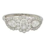 Oval Diamond Cluster Three Stone Ring