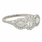 Oval Diamond Cluster Three Stone Ring