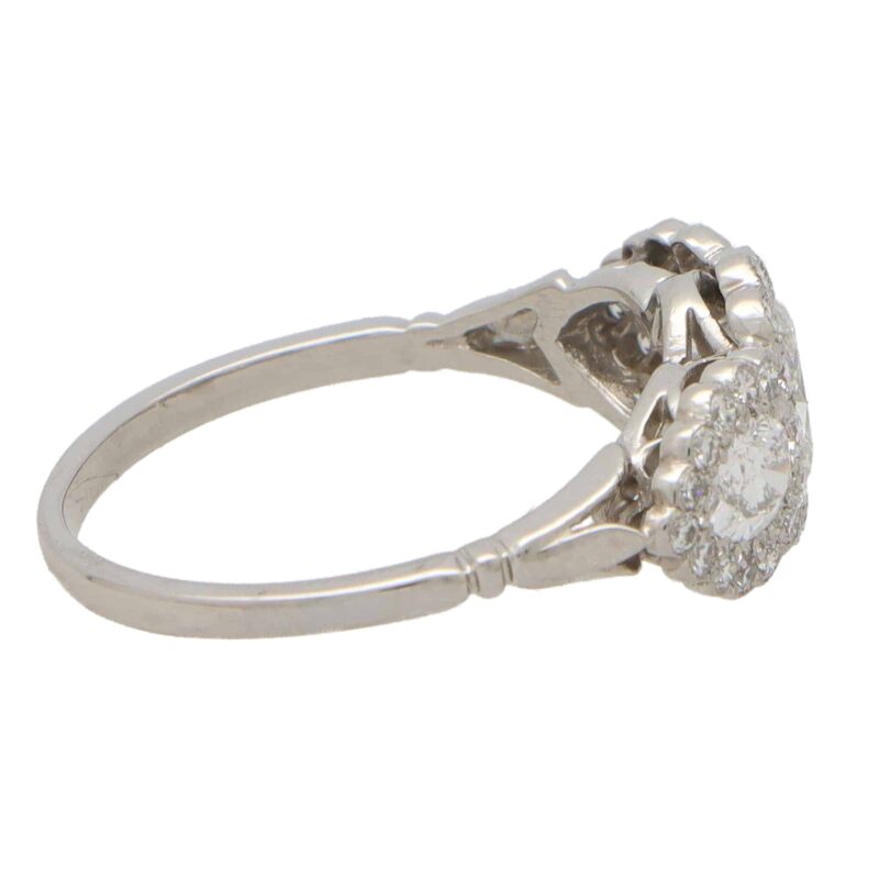 Oval Diamond Cluster Three Stone Ring