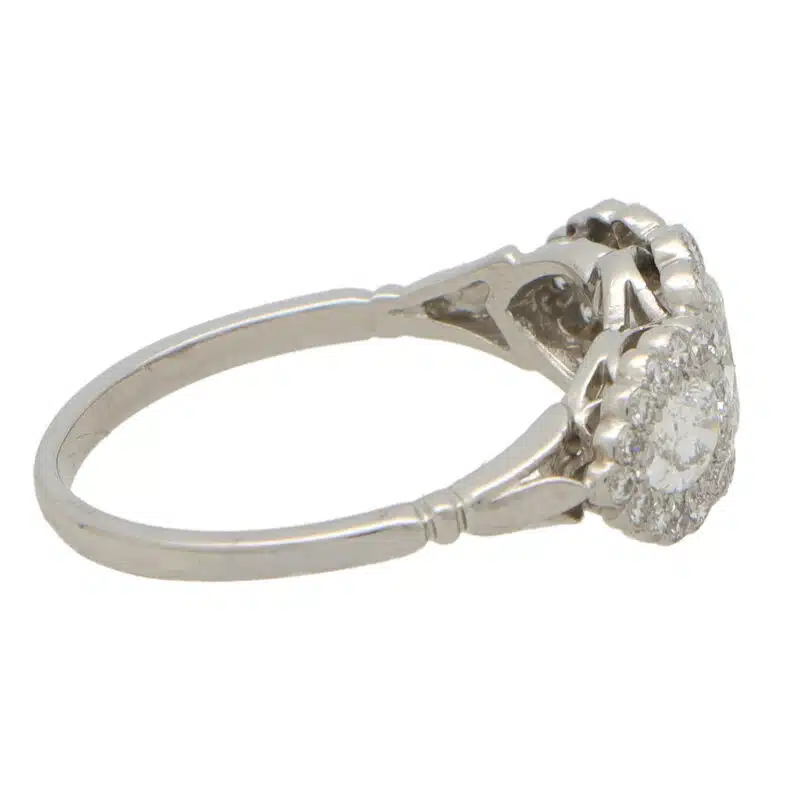 Oval Diamond Cluster Three Stone Ring