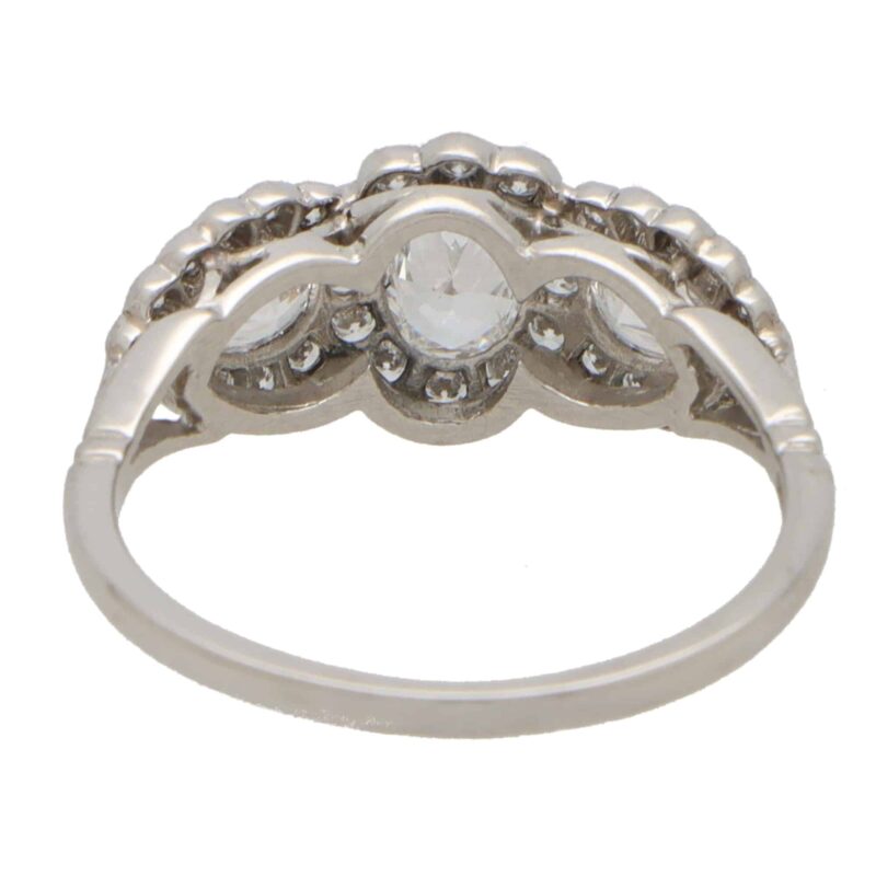 Oval Diamond Cluster Three Stone Ring