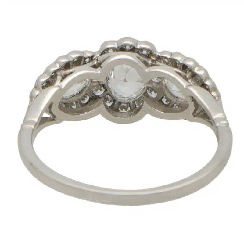 Oval Diamond Cluster Three Stone Ring