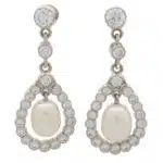 Diamond and Pearl Garland Drop Earrings