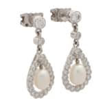 Diamond and Pearl Garland Drop Earrings