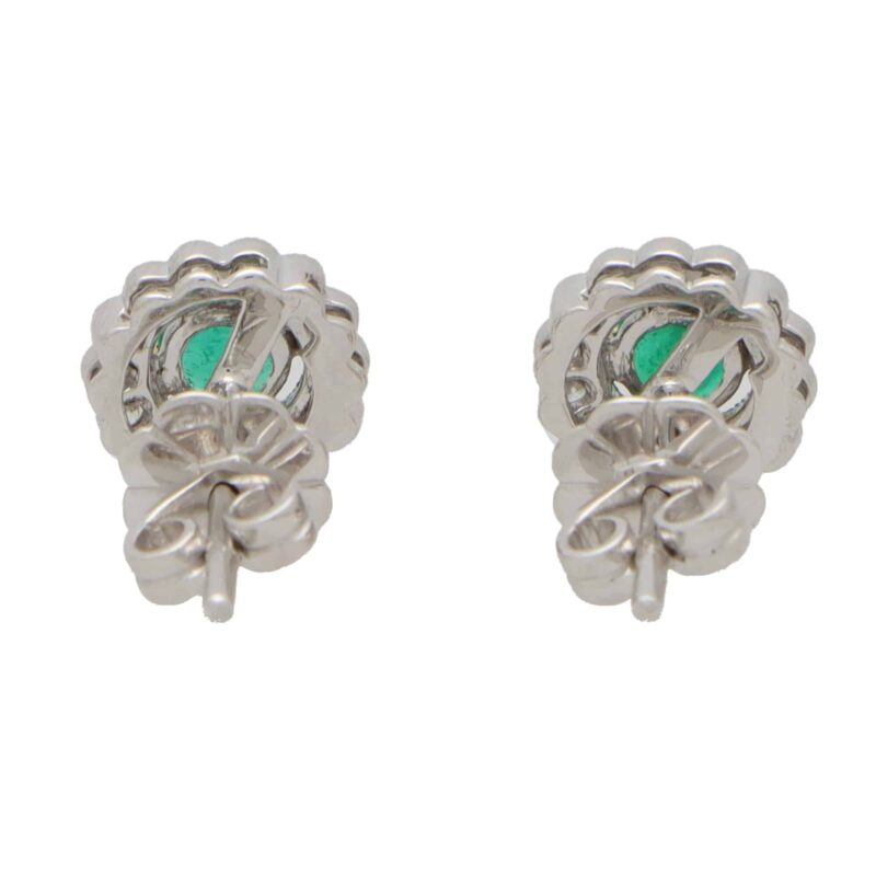 Emerald and Diamond Floral Cluster Earrings